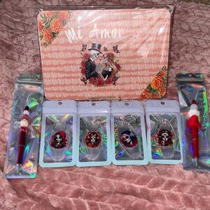 Mi amor homemade cutting board 4 day of the dead key chains 2 beaded pens bulk